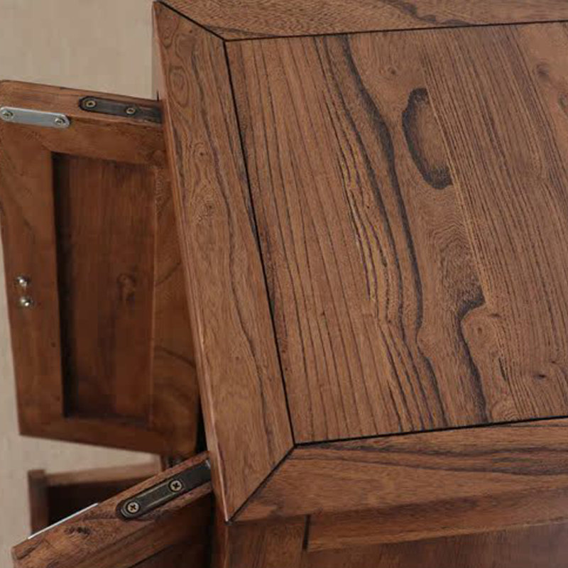 Solid Old Elm Wood Entryway Cabinet
