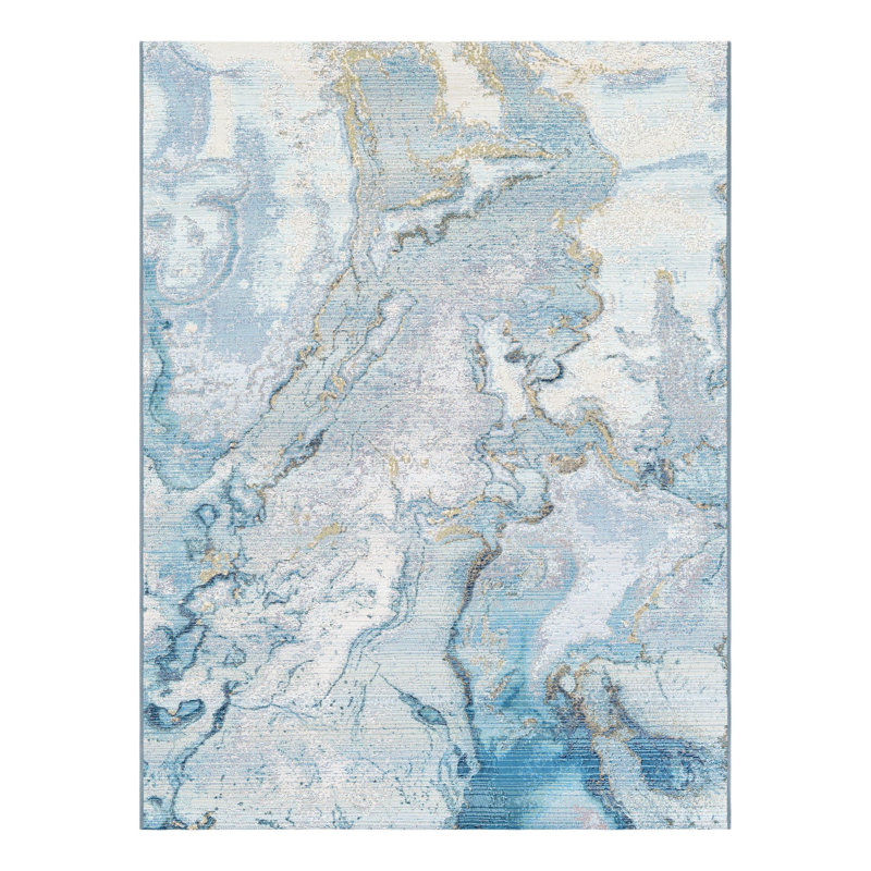 Keazia Washable Abstract Indoor / Outdoor Rug, Rectangle 5'3" x 7'1"