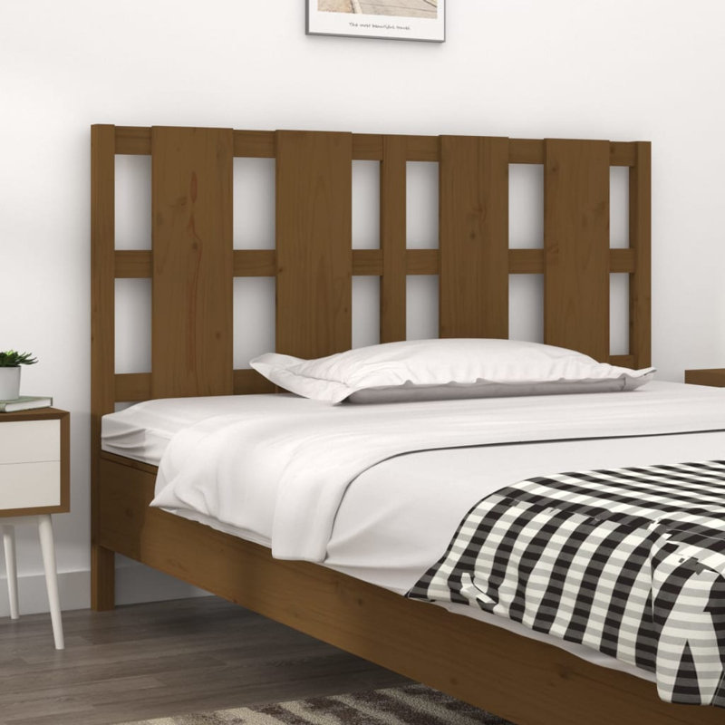 17 Stories Bed Headboard Solid Wood Pine, 140.5 x 100 cm, Brown