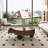 Mid-Century Modern Round Coffee Table with Walnut Finish, Storage Drawer and Black Ball Feet for Living Room