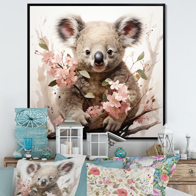 Koala, art floral doux, art mural koala