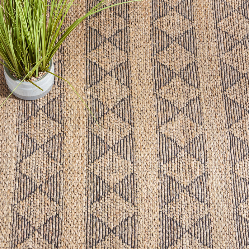 Irline Natural Fiber Hand Tufted Performance Geometric Rug, Rectangle 3' x 5'