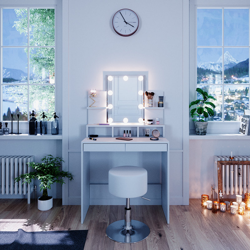 Lacey-Jade Dressing Table with Mirror
