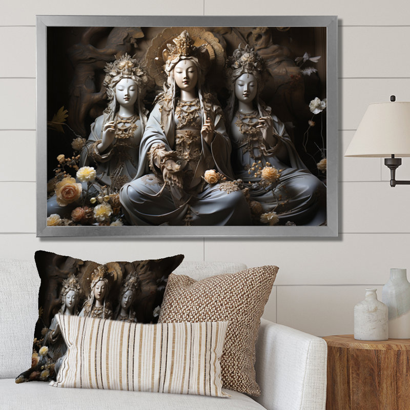 «Imperial Mystical Guardians» - reproduction, H 16 po x l 32 po x P 1 po, Cadre simple argenté