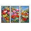 Fleurs printanières colorées - ensemble d'art mural sur toile traditionnel encadré de 3-606133060-606133061