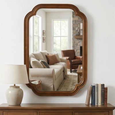 Miroir décoratif de coin en bois massif de couleur noire noyer 20 po x 30 po, pour chambre à coucher, salle de bain, salon, vestibule