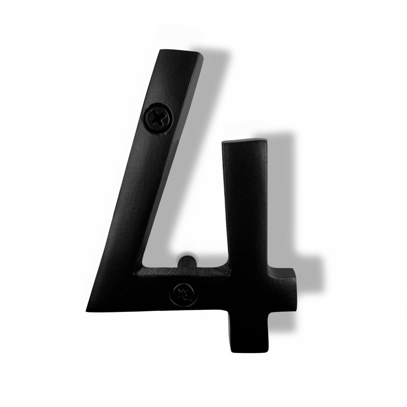 Numéro de maison en métal flottant, 4, 4", Noir
