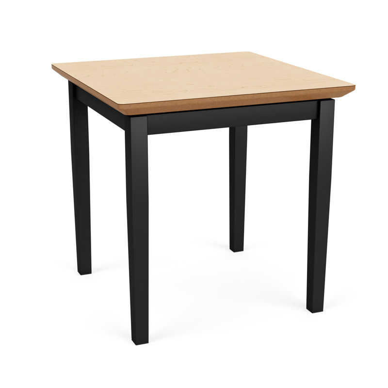 Lenox Steel Waiting Reception End Table Metal Frame 20x20" High Pressure Laminate Top, Black, Natural Maple