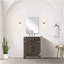 Meuble-lavabo simple en chêne brun 24 po X P 18 po D, comptoir en acrylique, 18 po Ensemble miroir et robinet-83985509
