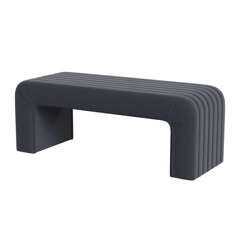 Ebern Designs Jayni Arch Channel Bench, Blue Velvet