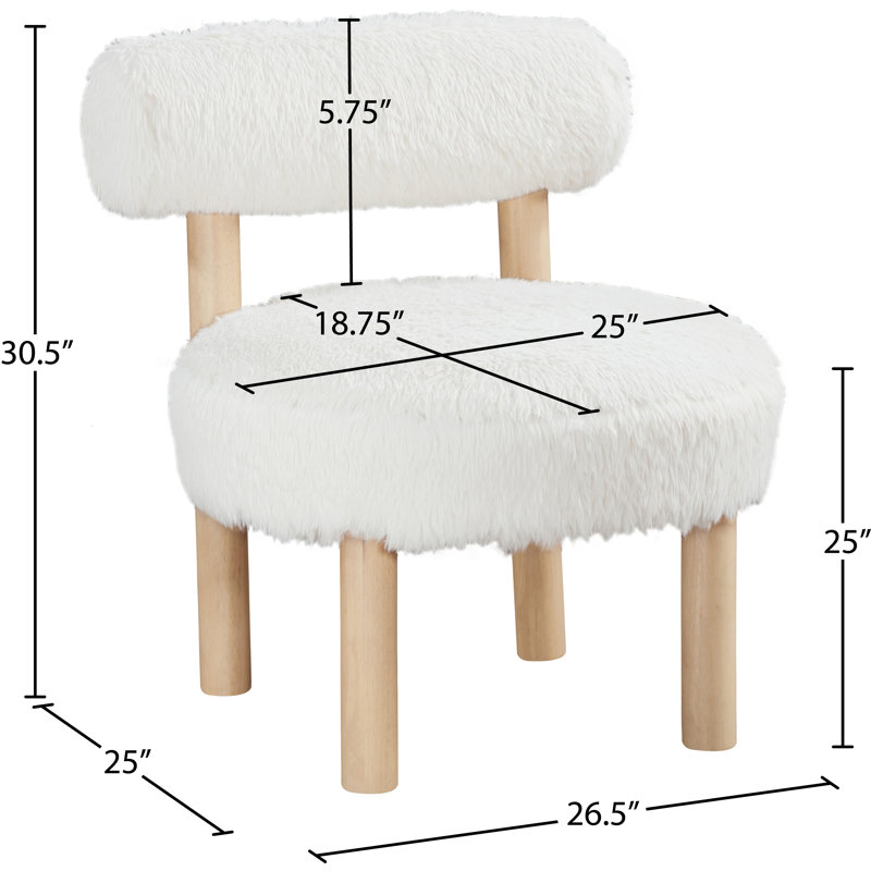 Fauteuil d'appoint rembourré Ambre, Tissu crème en peau de vache crème, Naturel