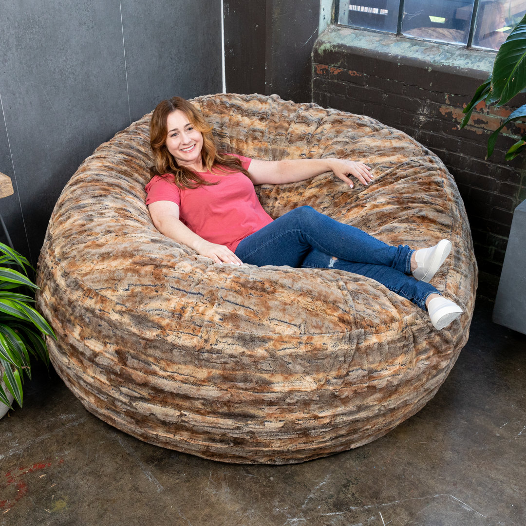 Saxx 6 Foot Giant Bean Bag Chair For Adults - Luxe Faux Fox Fur Jaxx 
