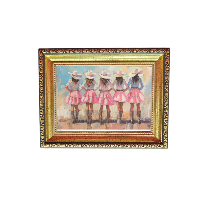 Ayotomi Cowgirls sur la plage en rose 2, H 18 po x l 14 po