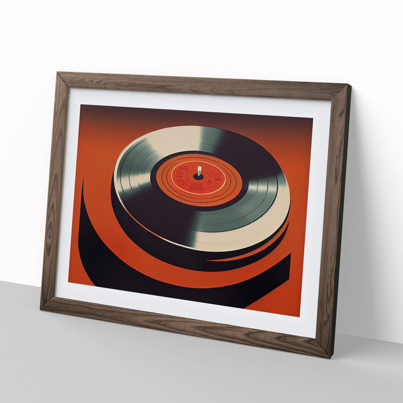 Sublime Vinyl Record Art Abstract - Single Picture Frame Print, 25cm H x 34cm W x 2cm D, Walnut Framed