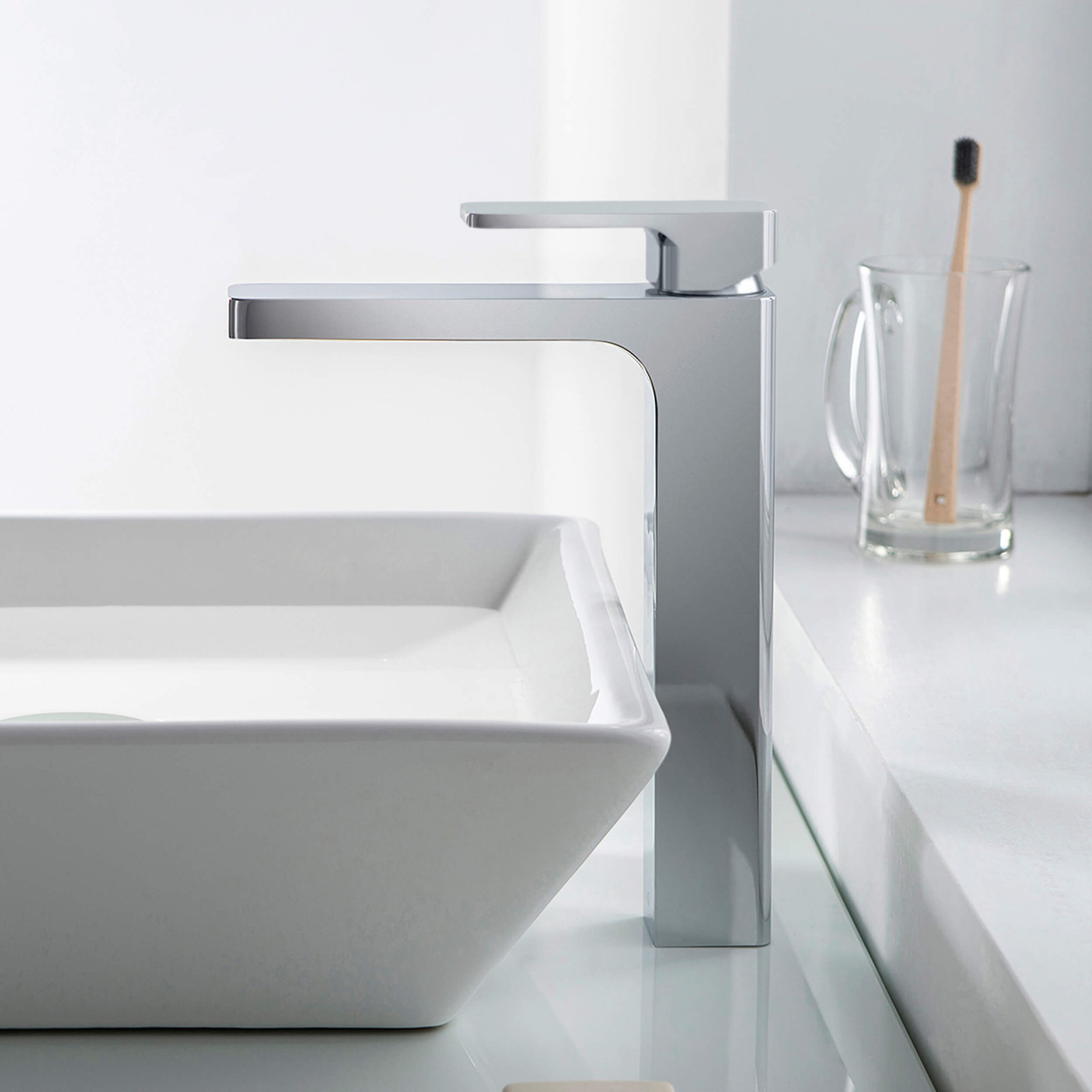Blaze Vessel Bathroom Faucet with Drain, Chrome
