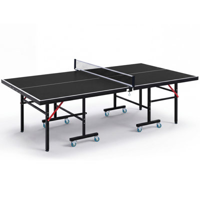 Table de tennis de table Kendric pliable portable avec filet de serrage rapide et roulettes verrouillables