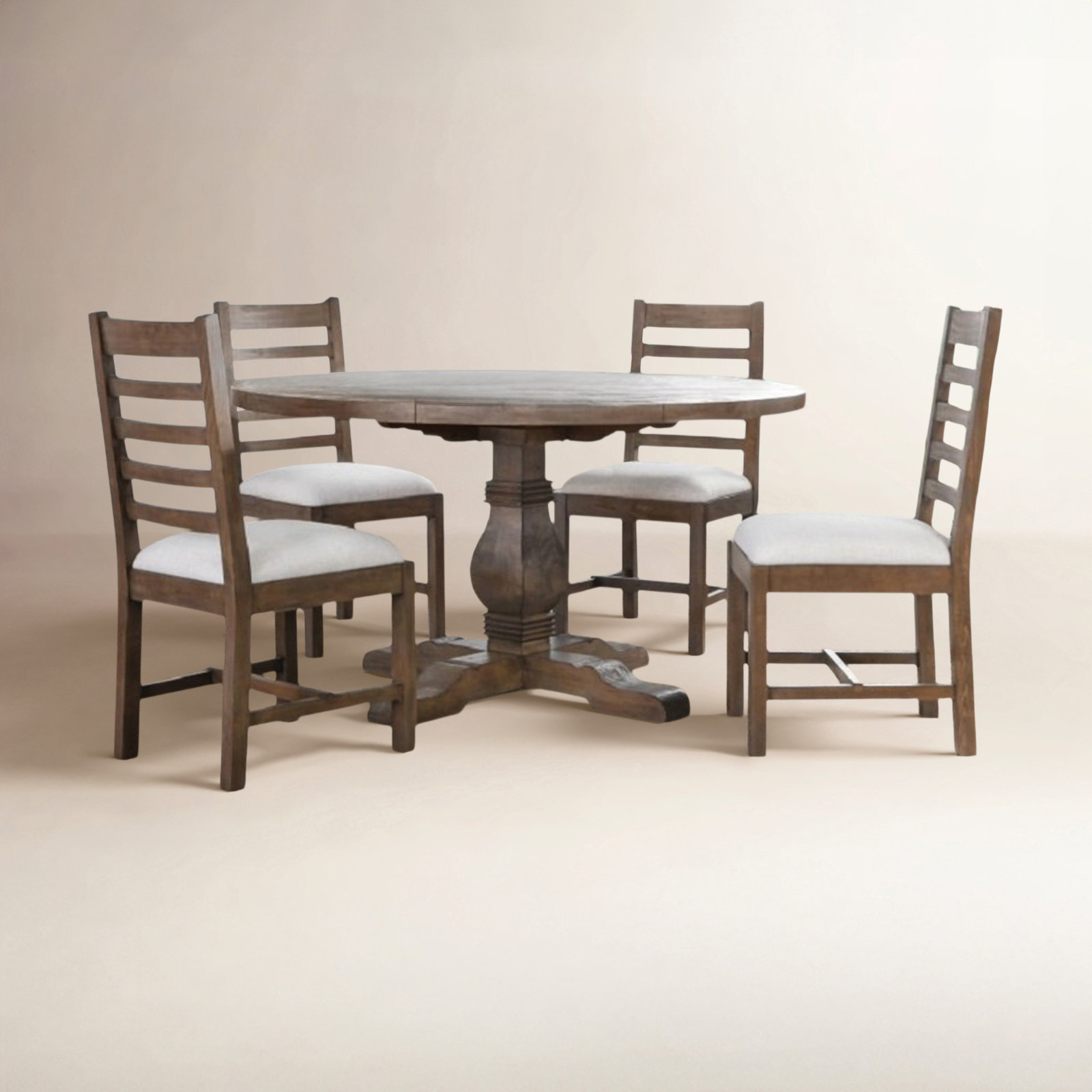 Kinston Pine Dining Table Set, Distressed Brown