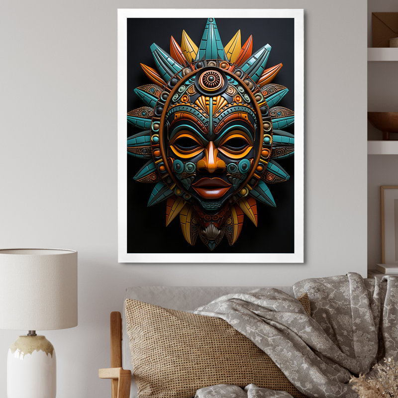 Jeilani, masque tribal africain, bamileke, H 32 po x l 24 po x P 1 po, Cadre photo blanc