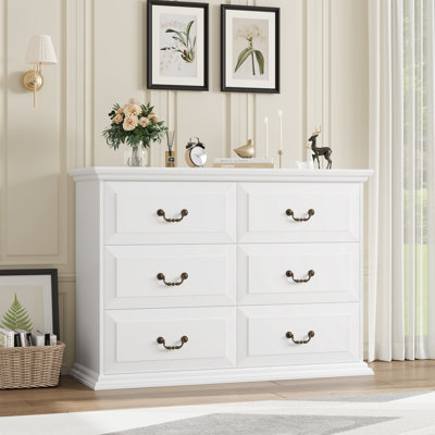 ãOn Saleã47.2""W 6 Drawer Dresser, Chest of Drawers, White Double Dresser -  HOMECHO, WF-FMD-070