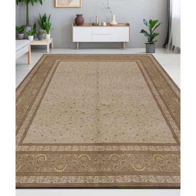 Tapis noué à la main de haute qualité beige et vert clair