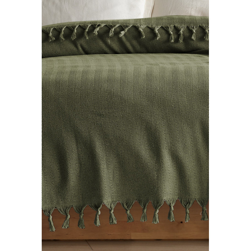 Luxueuse couverture double piqué 100% coton recyclé, 78,7 po x 86,6 po | 280 g / m² | Lavable à la machine à 104 ° F, couleur kaki élégante | Confort écologique pour la maison, parfait pour les espaces de vie confortables