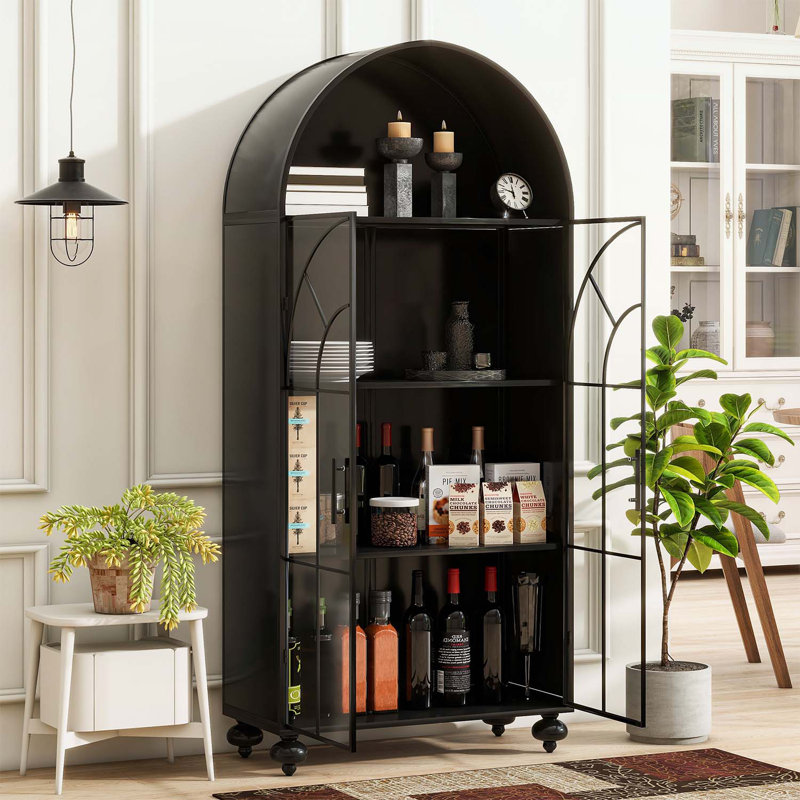 Charmante armoire de rangement arquée pour des espaces polyvalents, améliorant l'organisation et l'esthétique.
