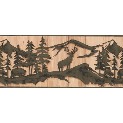 Bordure de papier peint à motif de pin et forêt artificielle de l 15 pi x l 180 po