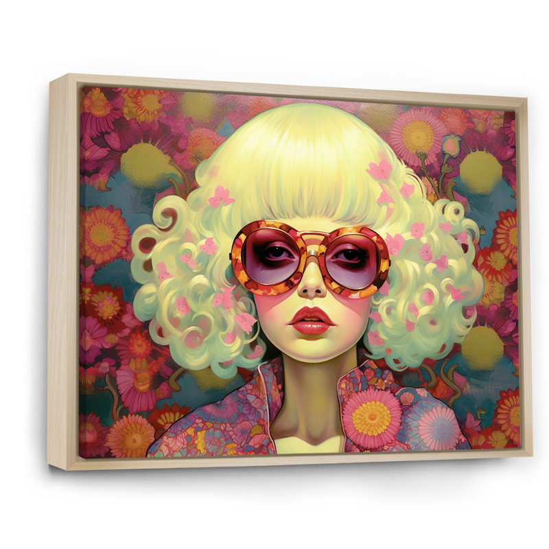 «Retro Cool Discopunk Queen» sur toile, H 34 po x l 44 po x P 1,5 po, Cadre naturel flottant