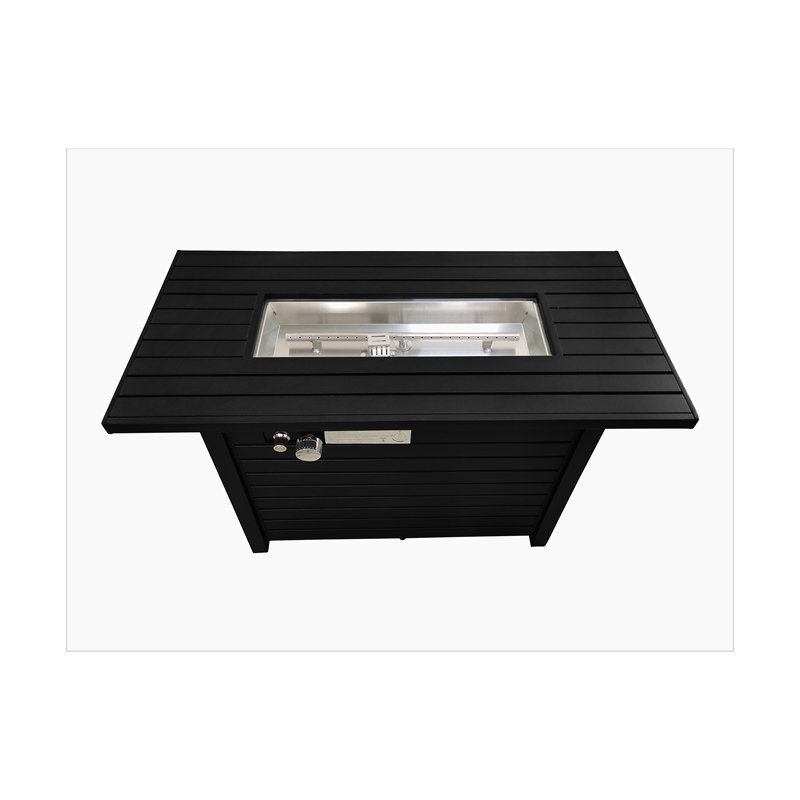 Table de foyer d'extérieur en acier avec couvercle H 25 po x l 42 po, Noir, H 25 po x l 42 po x P 20 po