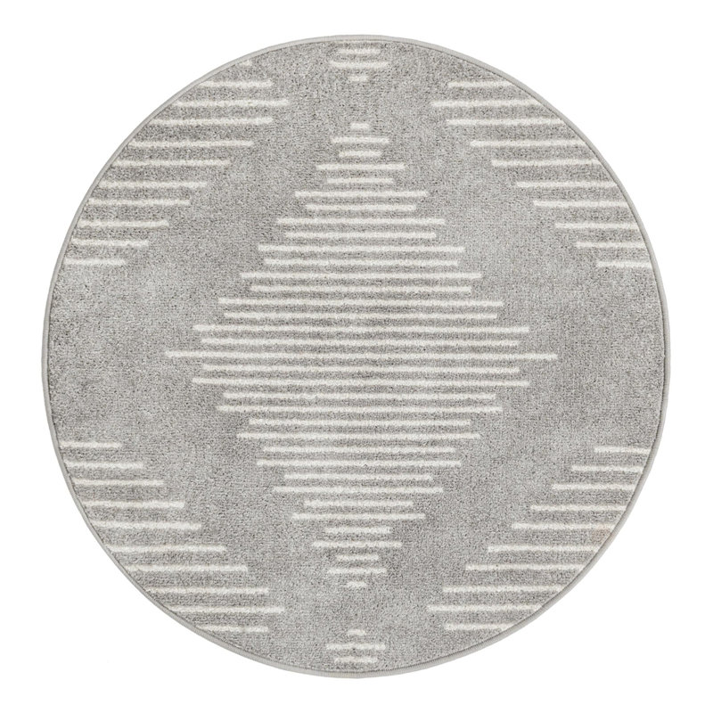 Synthetic Geometric Indoor Rug, Round 3'1"