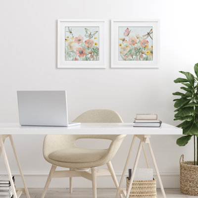 Delicate Garden Joy 2pc Framed Print Under Glass Set, design by Lanie Loreth