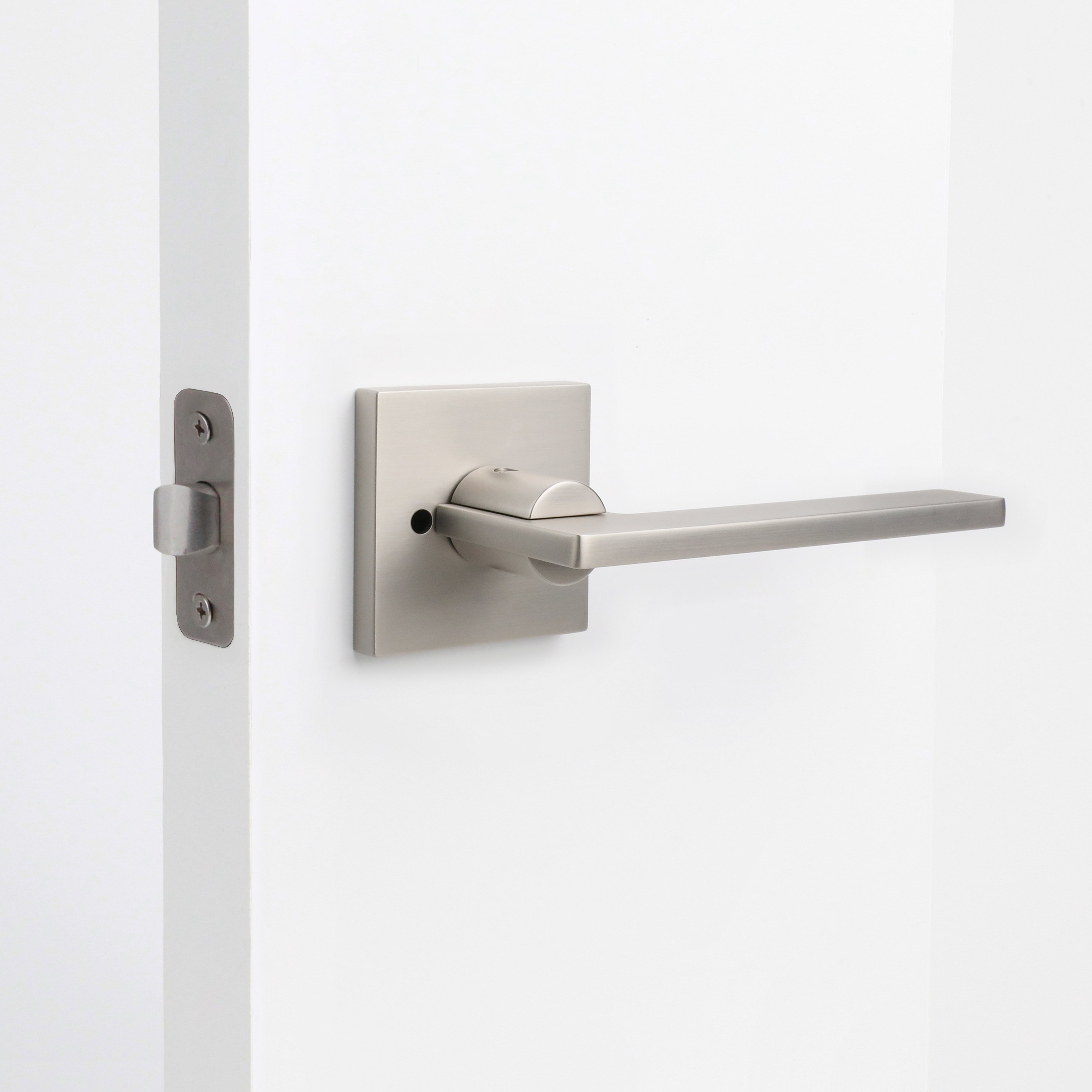 NEWBANG Hardware Hall/Closet Door Lock with Heavy Duty Door Lever with Glass Crystal and Brushed Nickel Finished for Passage