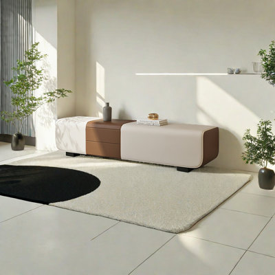 Banc de rangement rembourré en cuir Steph