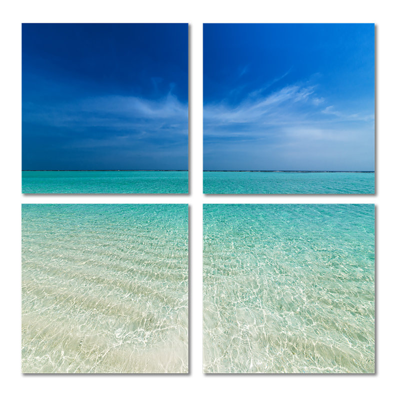 «Turquoise Ocean Under Blue Sky - Sea & Shore», ensemble de 4 reproductions d'art sur toile