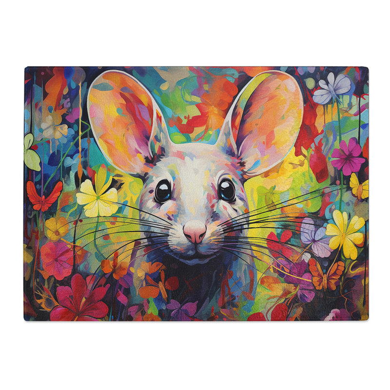 Mouse Pop Art  Glass Chopping Board