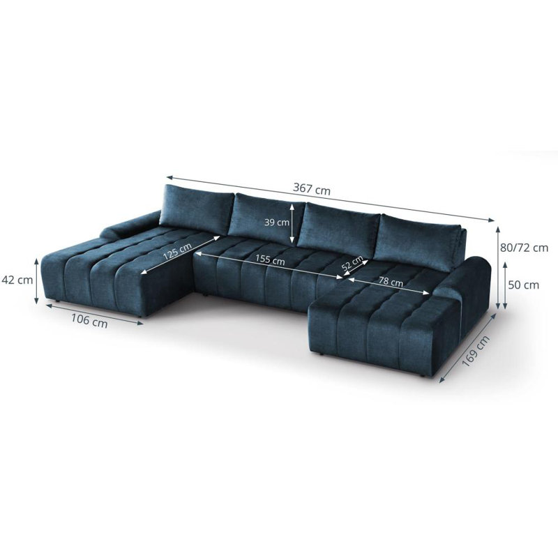 Daphyne 6 Seater Sofa Bed, Grey