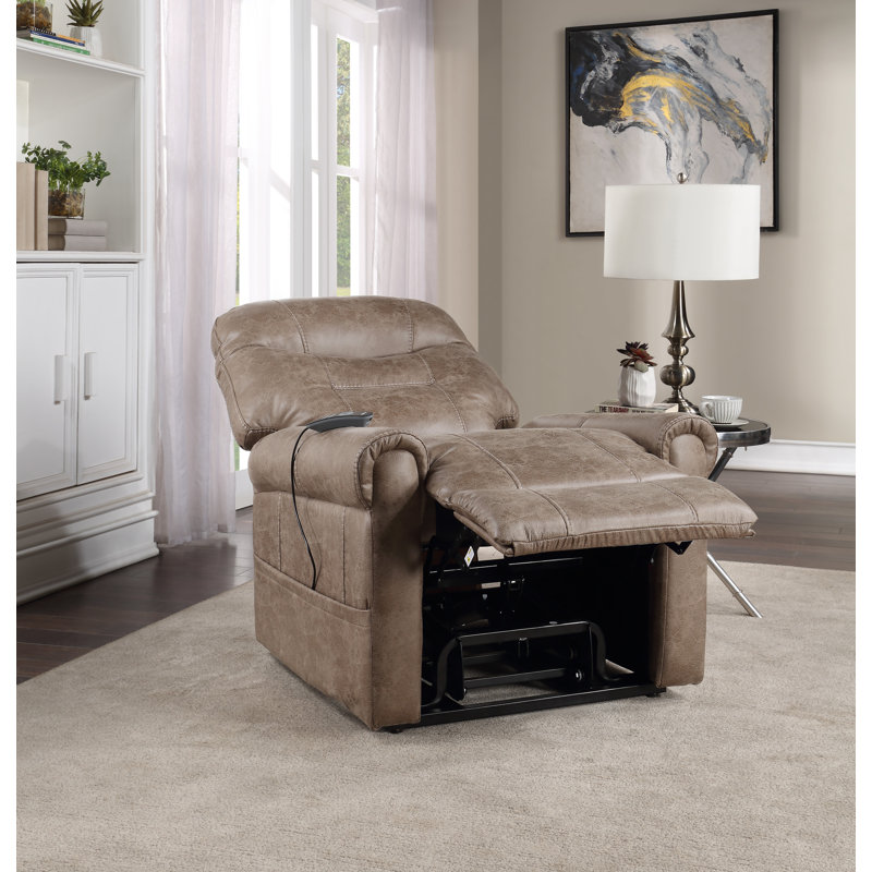 Aventura Upholstered Lift Assist Power Recliner, Mushroom