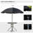6-Piece Patio Dining Set for 4, 27.25" H Glass Table, 4 Folding Mesh Chairs with Umbrella, Black