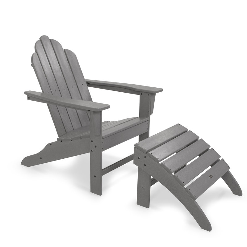 POLYWOOD Long Island Adirondack 2-Piece Set, Slate Gray
