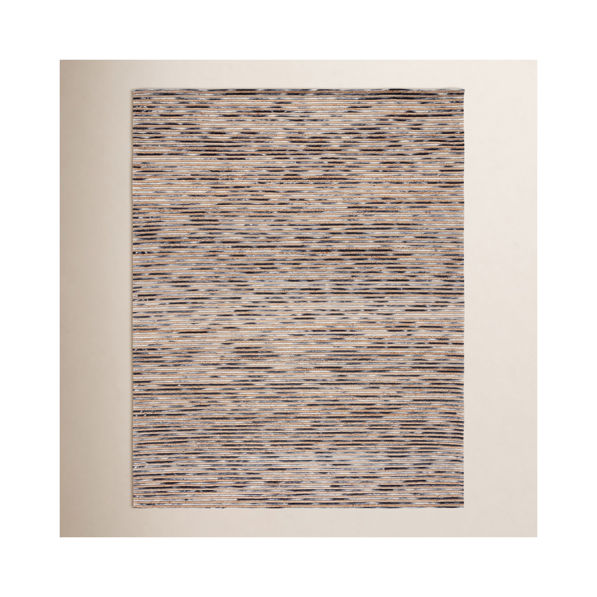 Cocci Striped Hand-Loomed Natural/Gray Area Rug, Rectangle 8' x 10'