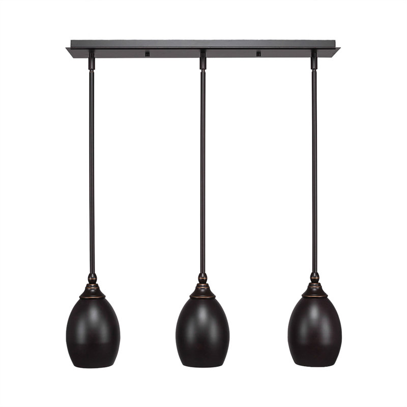 3 Light Stem Hung Linear Pendalier Shown With 5", Dark Granite Finish