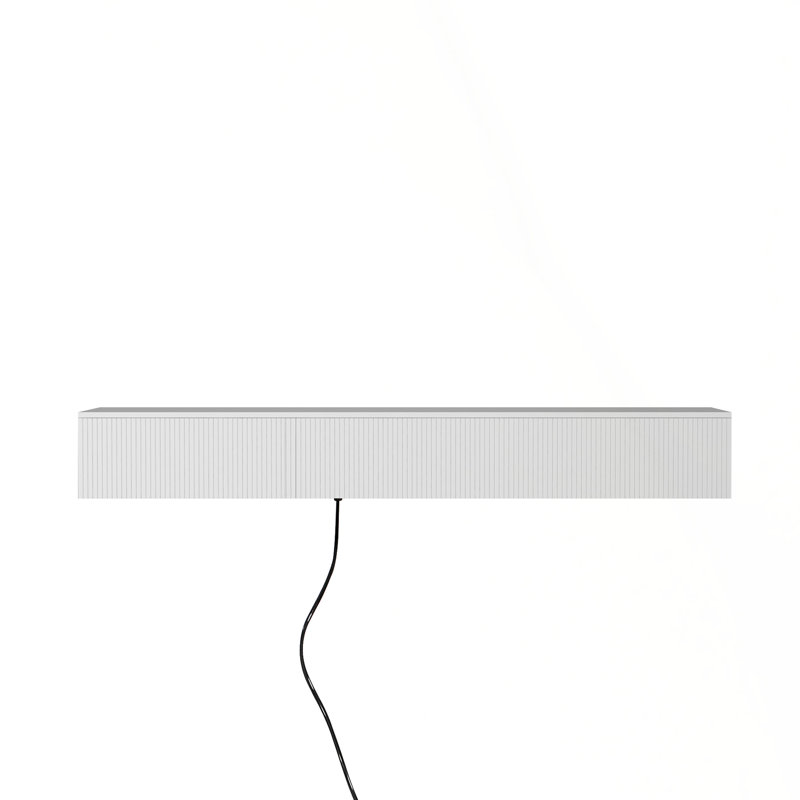 Sleek Wall-Mounted Floating TV Stand With 16-Color LED Lights And Ample Storage, White, 9.17"H x 68.8"L x 11.8"W