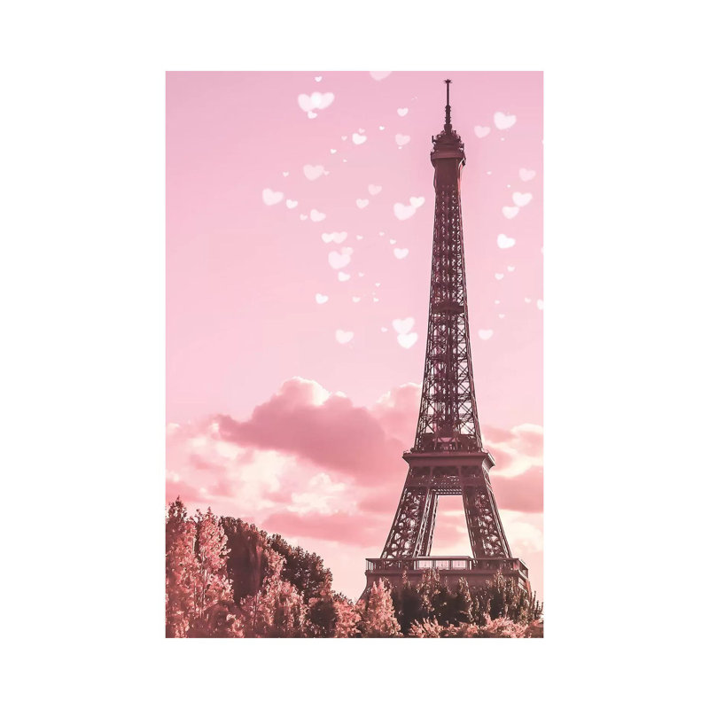 Pink Eiffel Tower - Wrapped Canvas Gallery-Wrapped Canvas Giclée, 20.32 cm H x 30.48 cm W