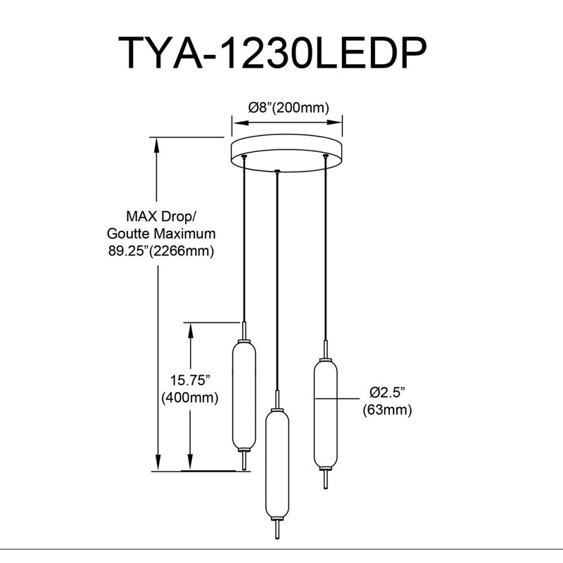 Luminaire suspendu multicolore à 3 lumières Typha, Laiton vieilli