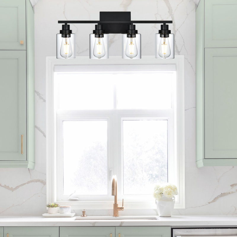 Éclairage pour meuble-lavabo de salle de bain, luminaires modernes pour salle de bain avec abat-jour en verre transparent