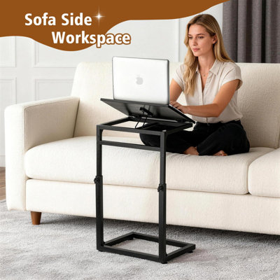 Table-plateau en forme de C, hauteur réglable et inclinaison de 0 à 60 ° pour le canapé