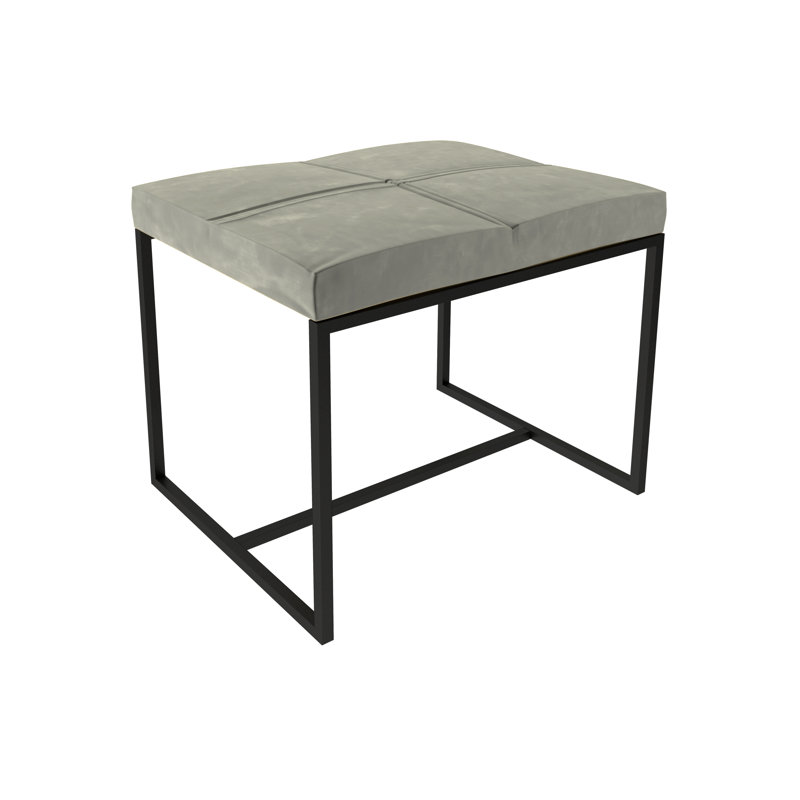 Euclid Steel Accent Stool, Mushroom, Brass Brushed