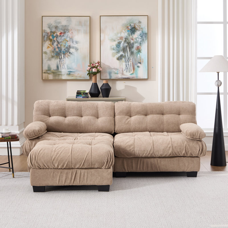 Canapé modulaire avec assise profonde et repose-pieds, Light Brown