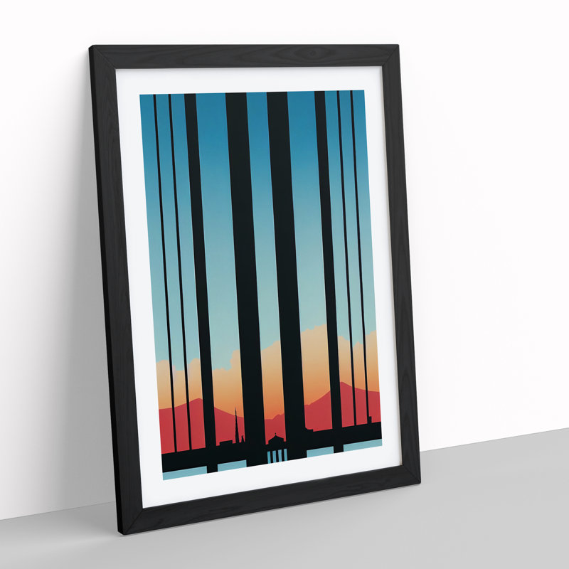 Striking City Skyline - Single Picture Frame Print, 64cm H x 46cm W x 2cm D, Black