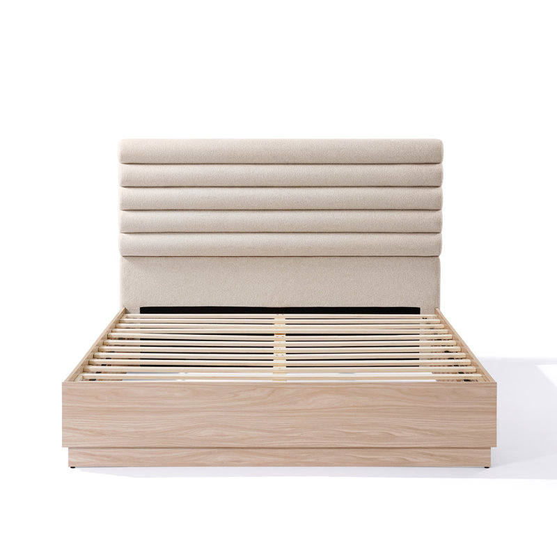 Rothenberg Boucle Upholstered Wooden Platform Queen Size Bed